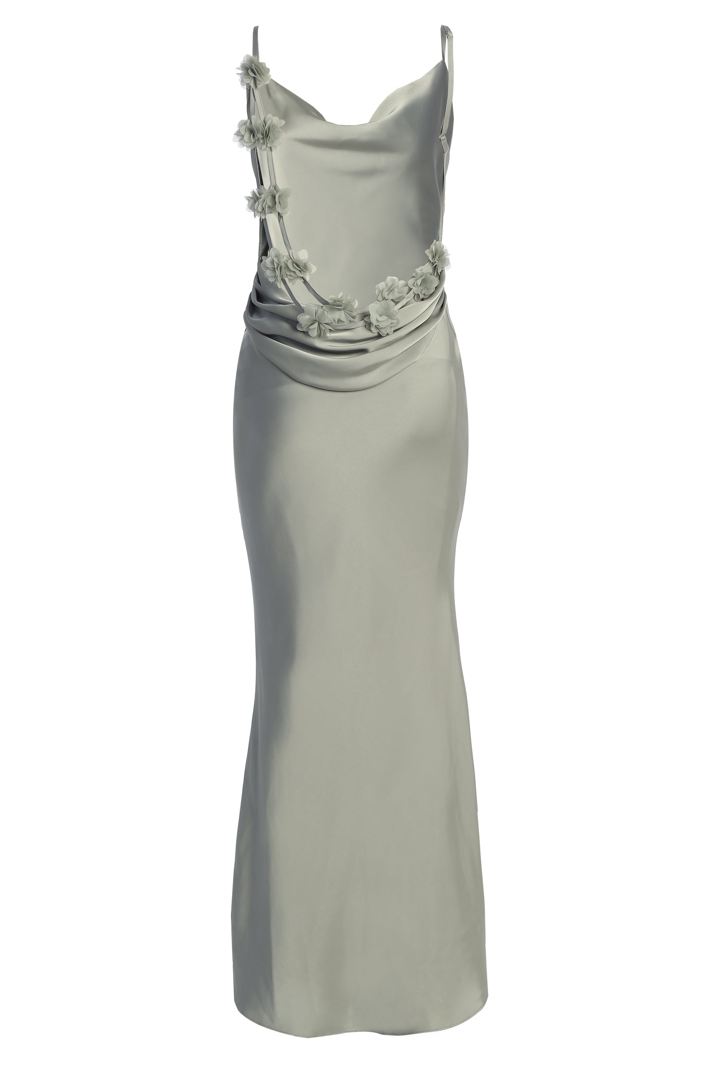 Sage Down The Aisle Satin Gown - JLUXLABEL