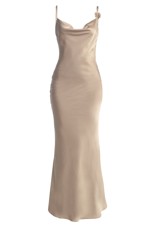 Bronze Down The Aisle Satin Gown