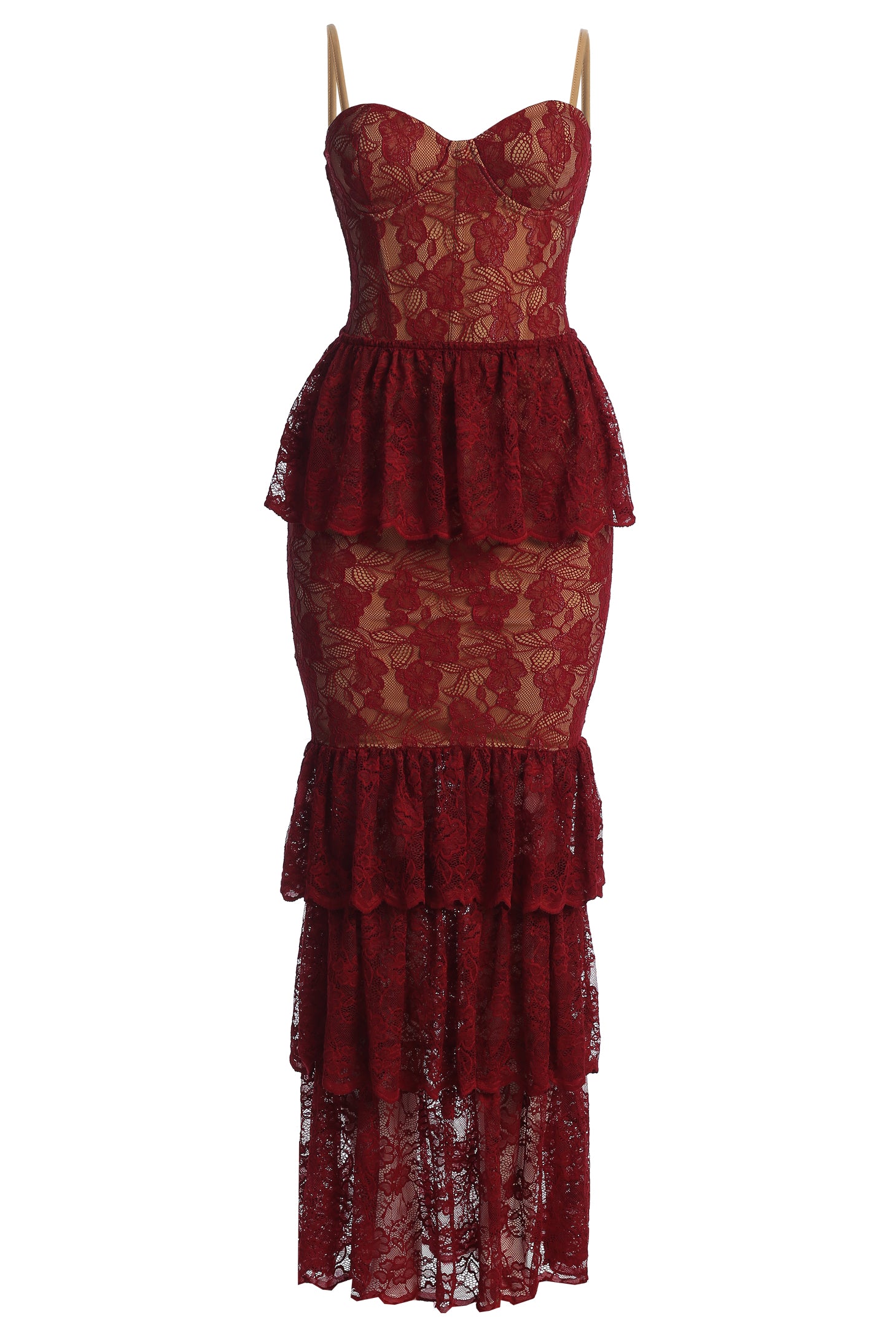 Red Fairytale Ending Lace Maxi Dress - JLUXLABEL