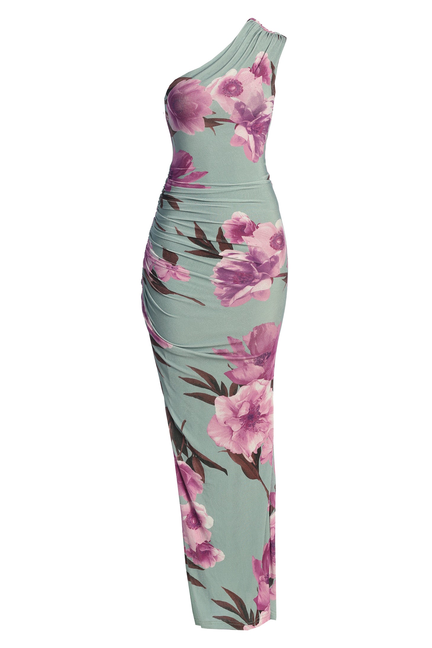 Sage Floral Eden One Shoulder Maxi Dress - JLUXLABEL