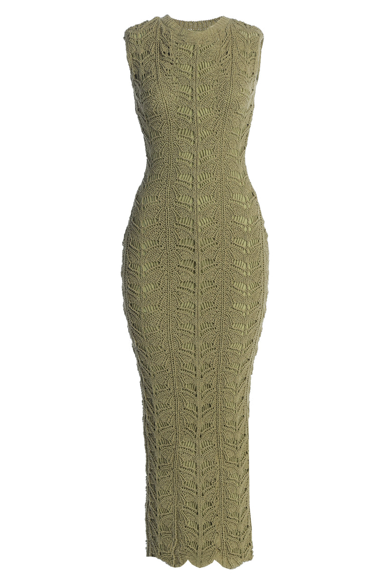 Moss Mykonos Crochet Midi Dress - Crochet Collection - JLUXLABEL