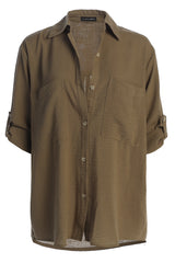 Olive By The Coast Crinkled Button Up - The Linen Collection - JLUXLABEL