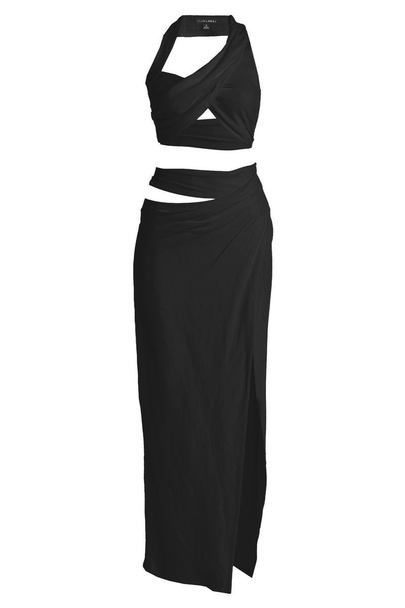 Black New Age Two Piece Skirt Set