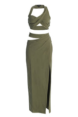 Olive New Age Two Piece Skirt Set - JLUXLABEL