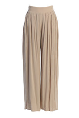 Beige After Sunset Pleated Pants - JLUXLABEL