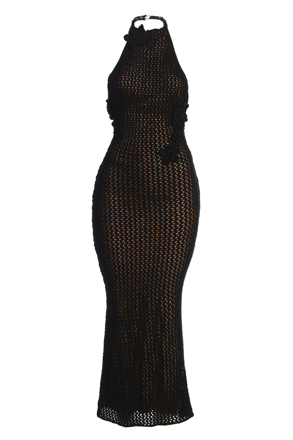 Black Paradise Crochet Maxi Dress - JLUXLABEL