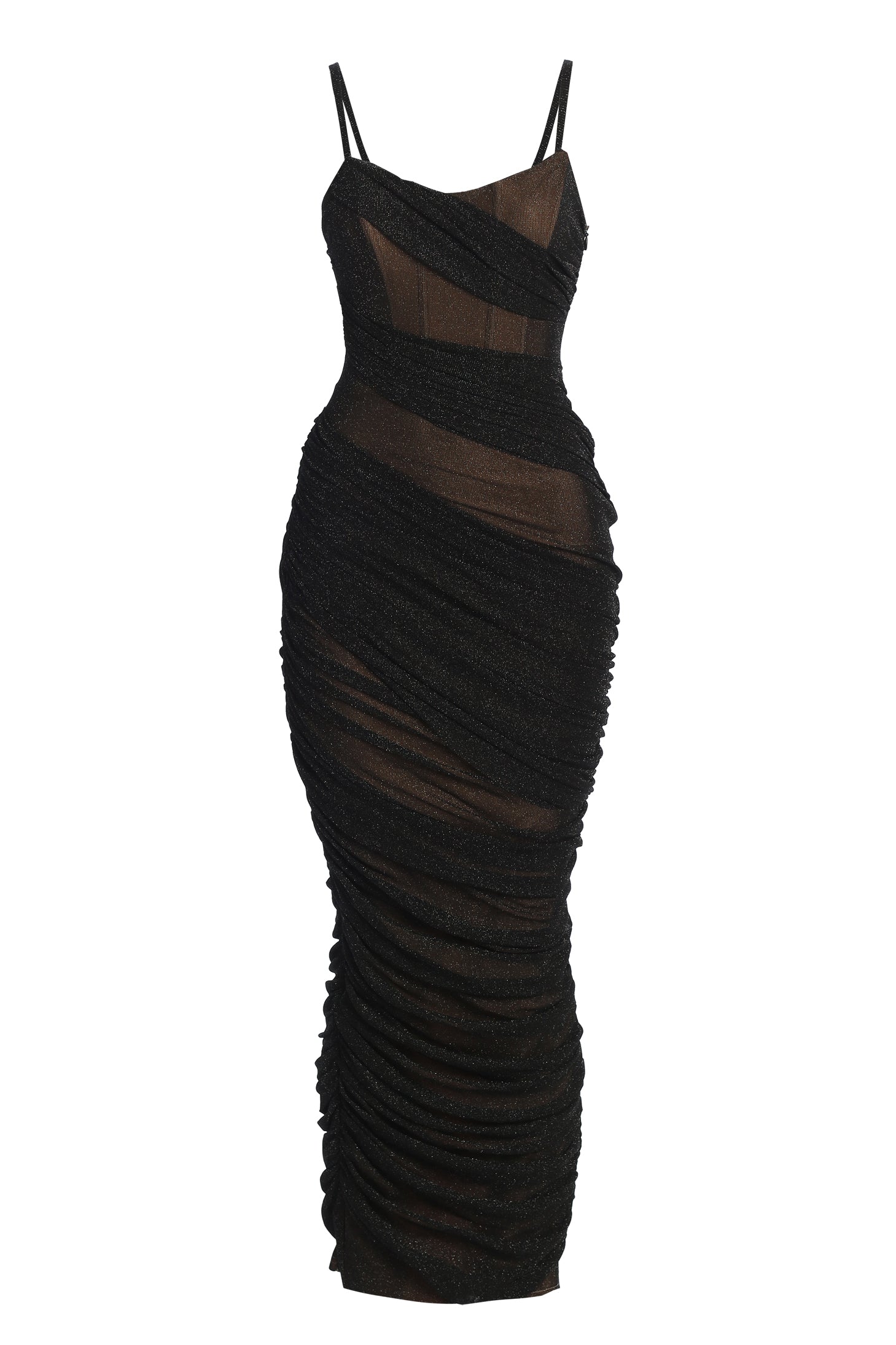 Black Catalina Lurex Knit Maxi Dress - JLUXLABEL