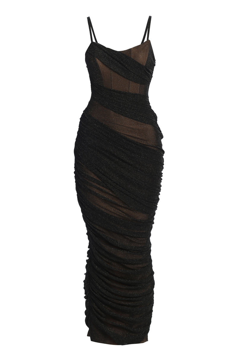 Black Catalina Lurex Knit Maxi Dress