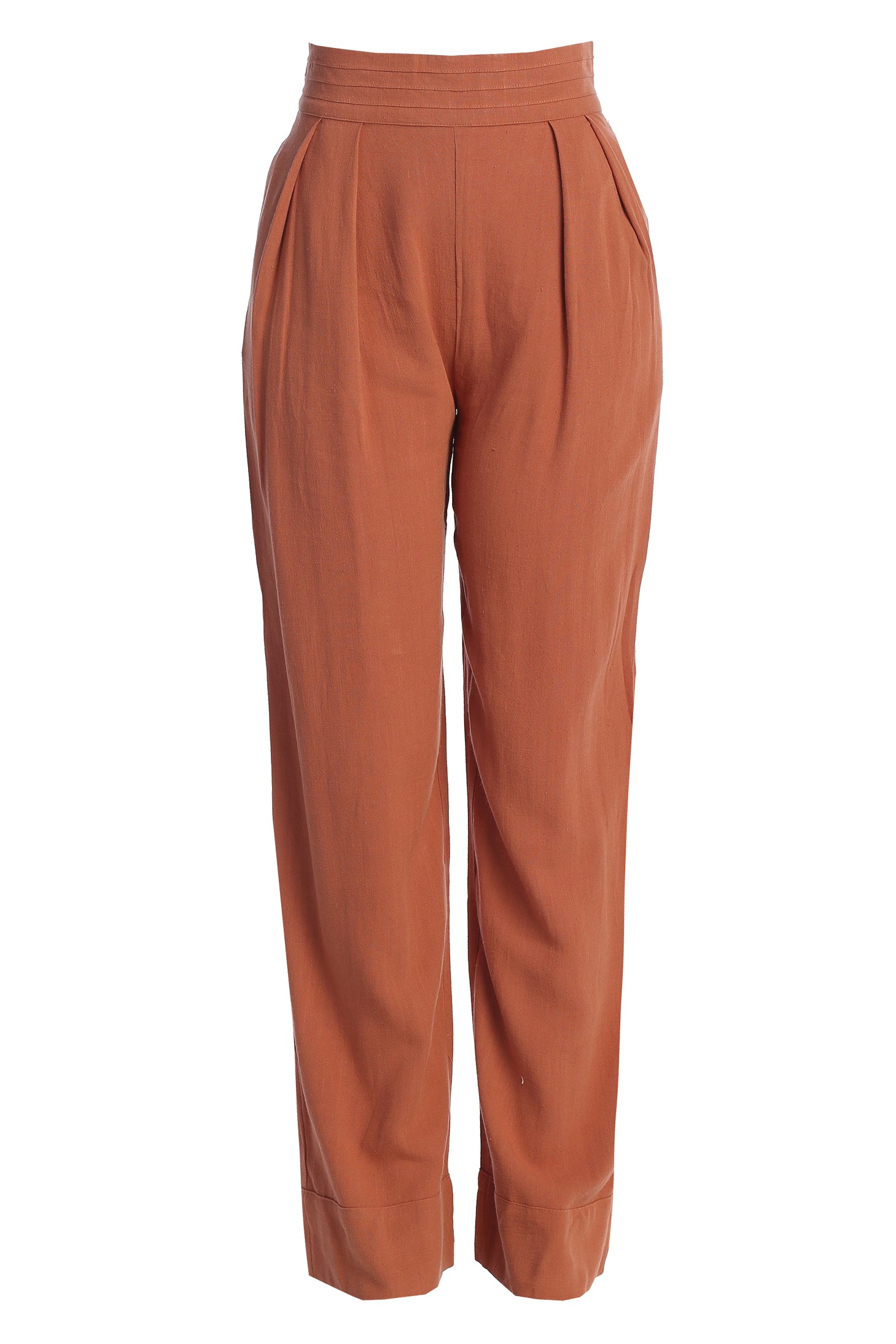 Terra Cotta Villa Views Linen Trousers - JLUXLABEL