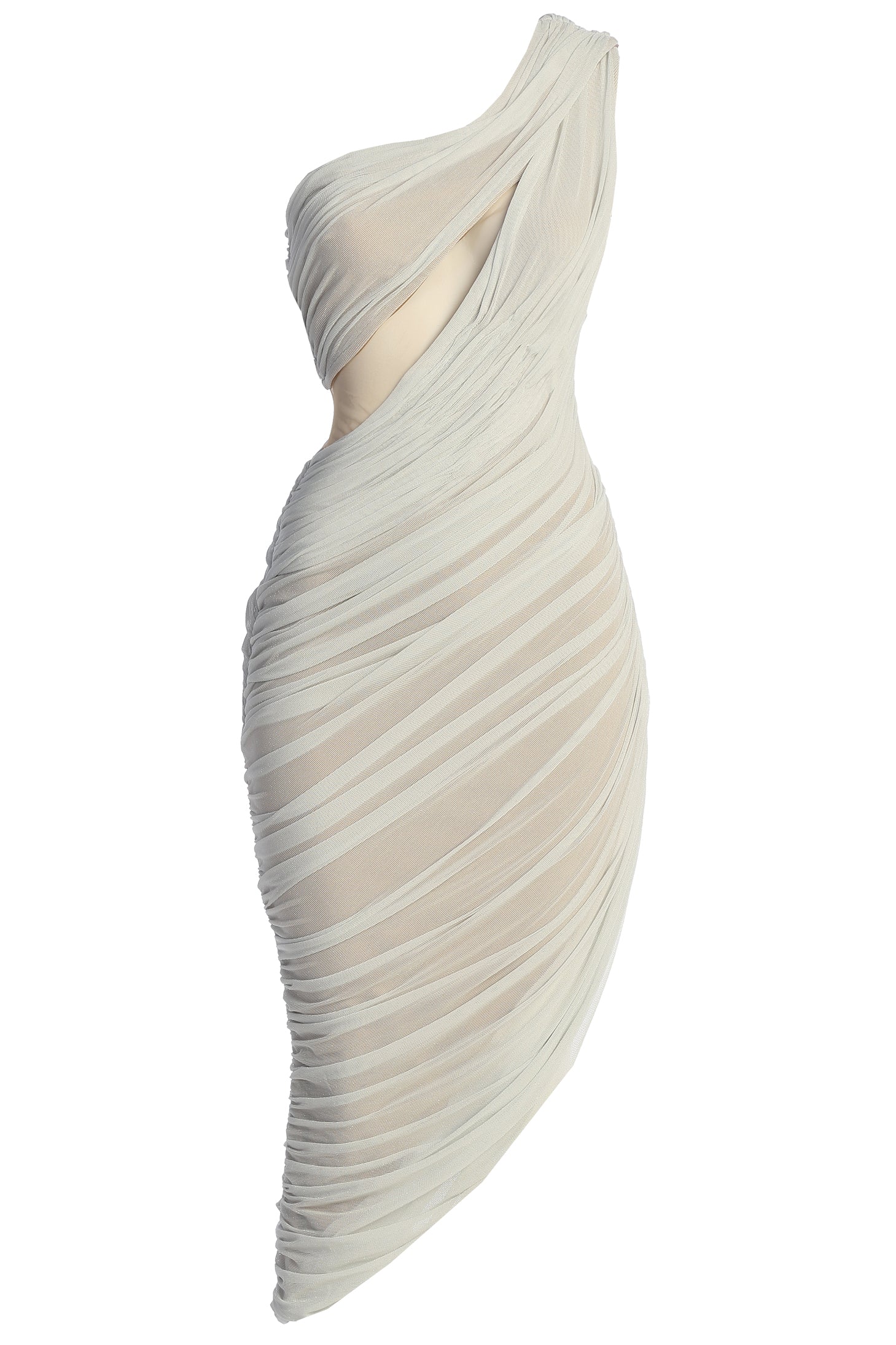 Ivory Aura Shimmer Midi Dress - JLUXLABEL