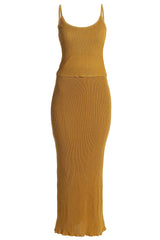 Mustard Serena Ribbed Skirt Set