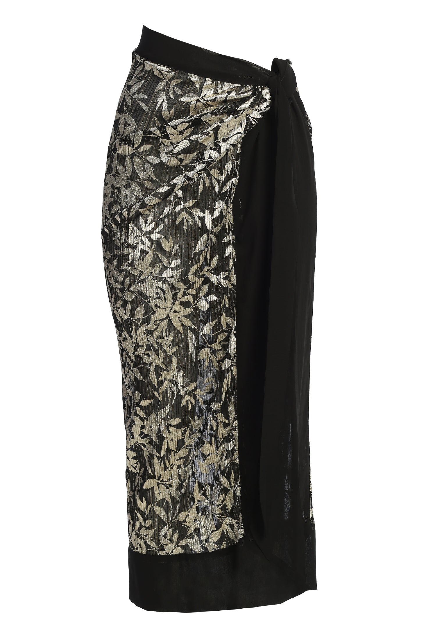 Black Positano Printed Sarong Skirt - JLUXLABEL