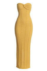 Yellow Blanca Strapless Maxi Dress
