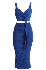 Royal Blue Extend Your Stay Skirt Set