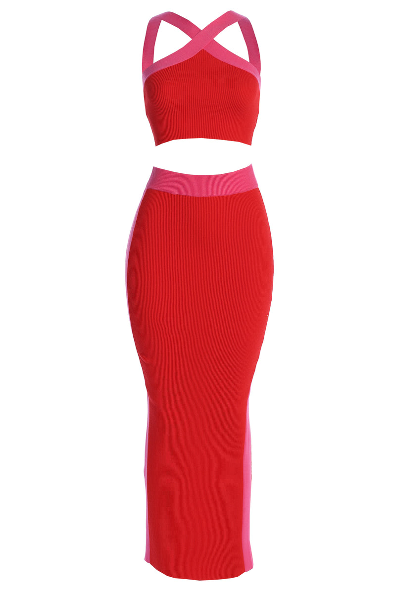 Red Heartbreaker Two-Piece Skirt Set - JLUXLABEL