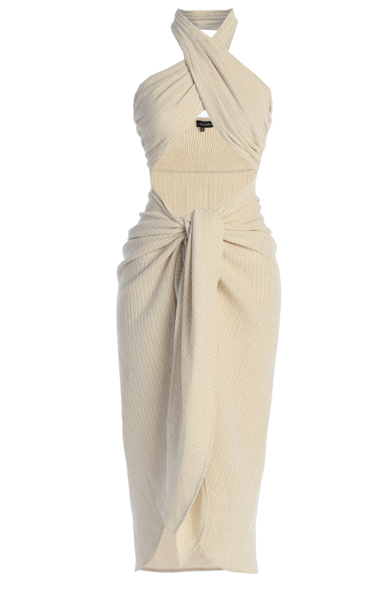 Cream Linen Sahara Dress - JLUXLABEL