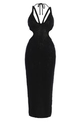 Black Serenity Cutout Midi Dress - JLUXLABEL