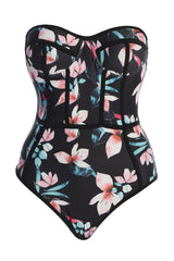 Black Alanis Floral Swimsuit - JLUXLABEL