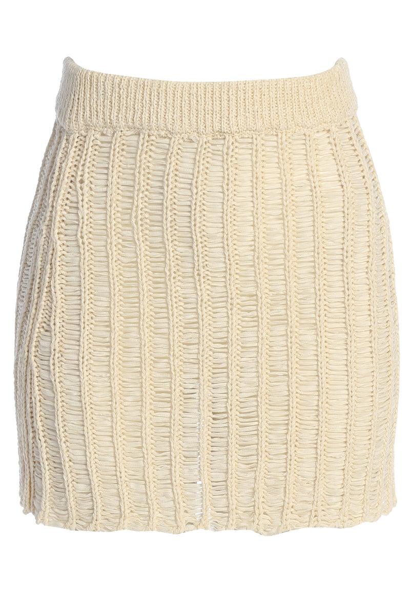 Cream Oceana Crochet Mini Skirt - JLUXLABEL