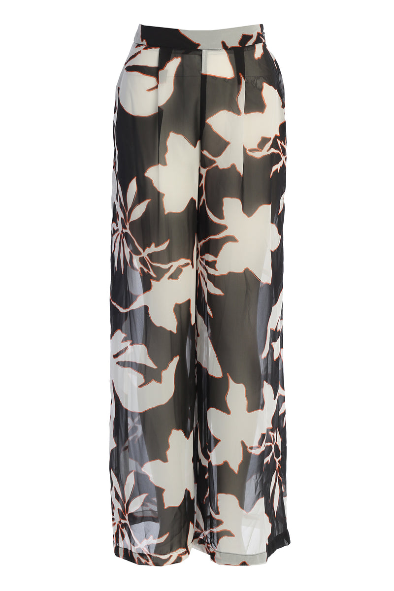 Ivory Floral Stay For A While Printed Trousers - JLUXLABEL