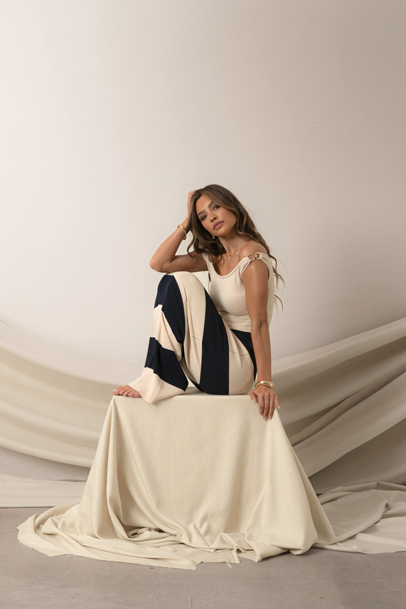 Ivory/Navy Jaide Maxi Knit Skirt