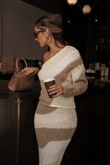 Ivory/Beige Monette Printed Knit Skirt