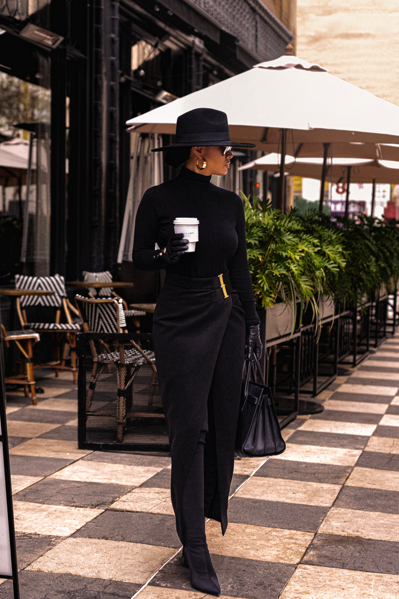 Black GISELE SLIT SKIRT