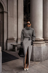 Grey Beginnings Sweater Knit  Turtleneck - JLUXLABEL