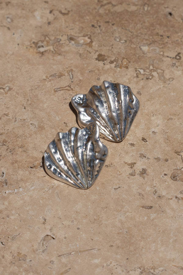 Silver Brea Texture Earrings - The Linen Collection - JLUXLABEL