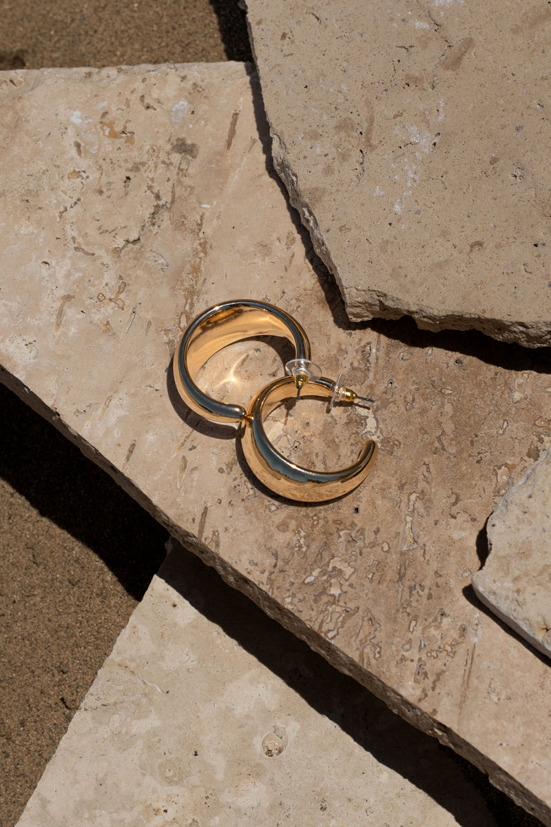 Gold Cynn Open Hoop Earrings - JLUXLABEL