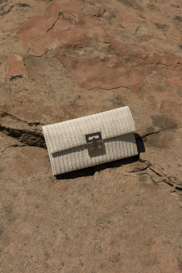 Ivory Bria Woven Clutch