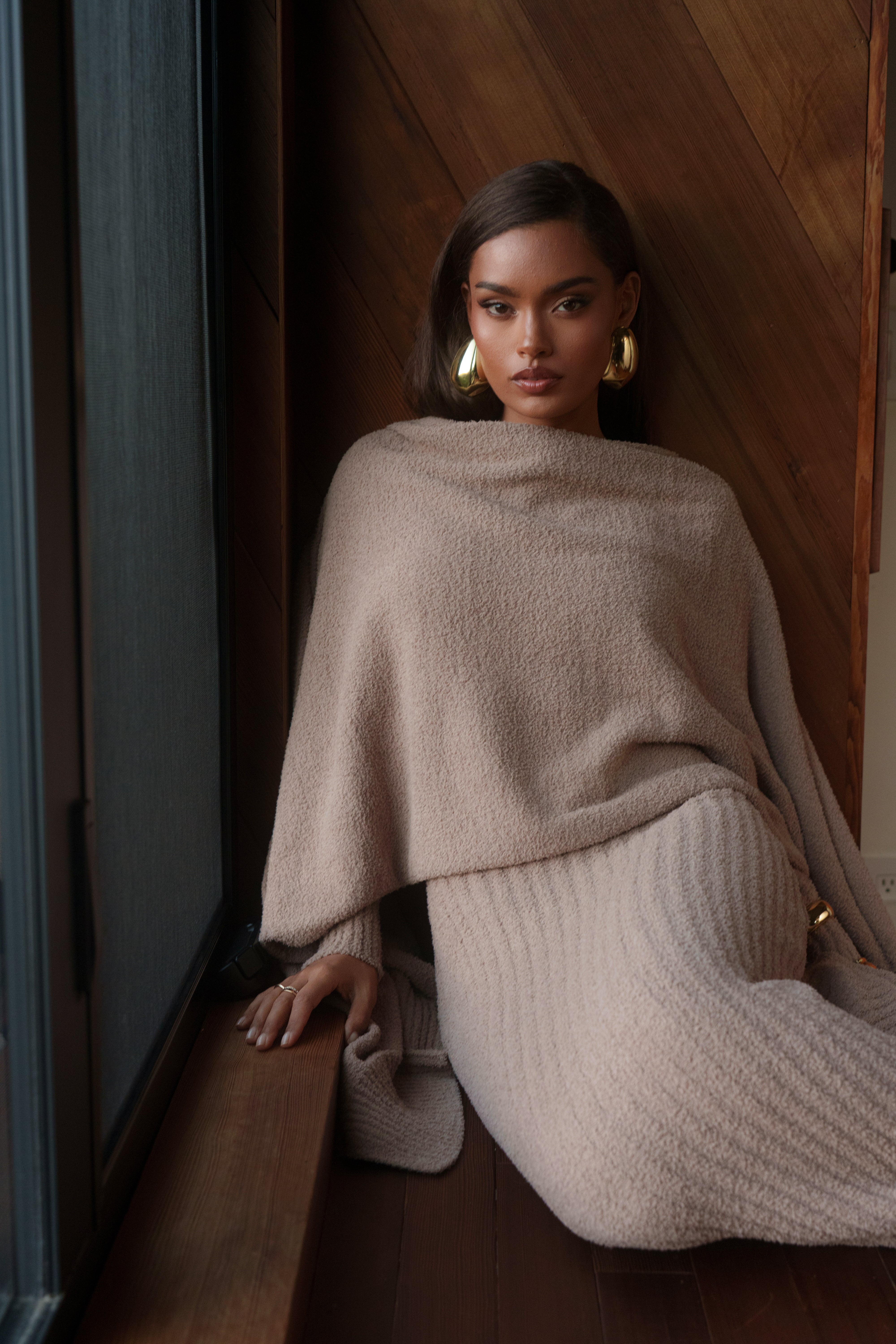 Taupe First Class Ribbed Maxi Dress