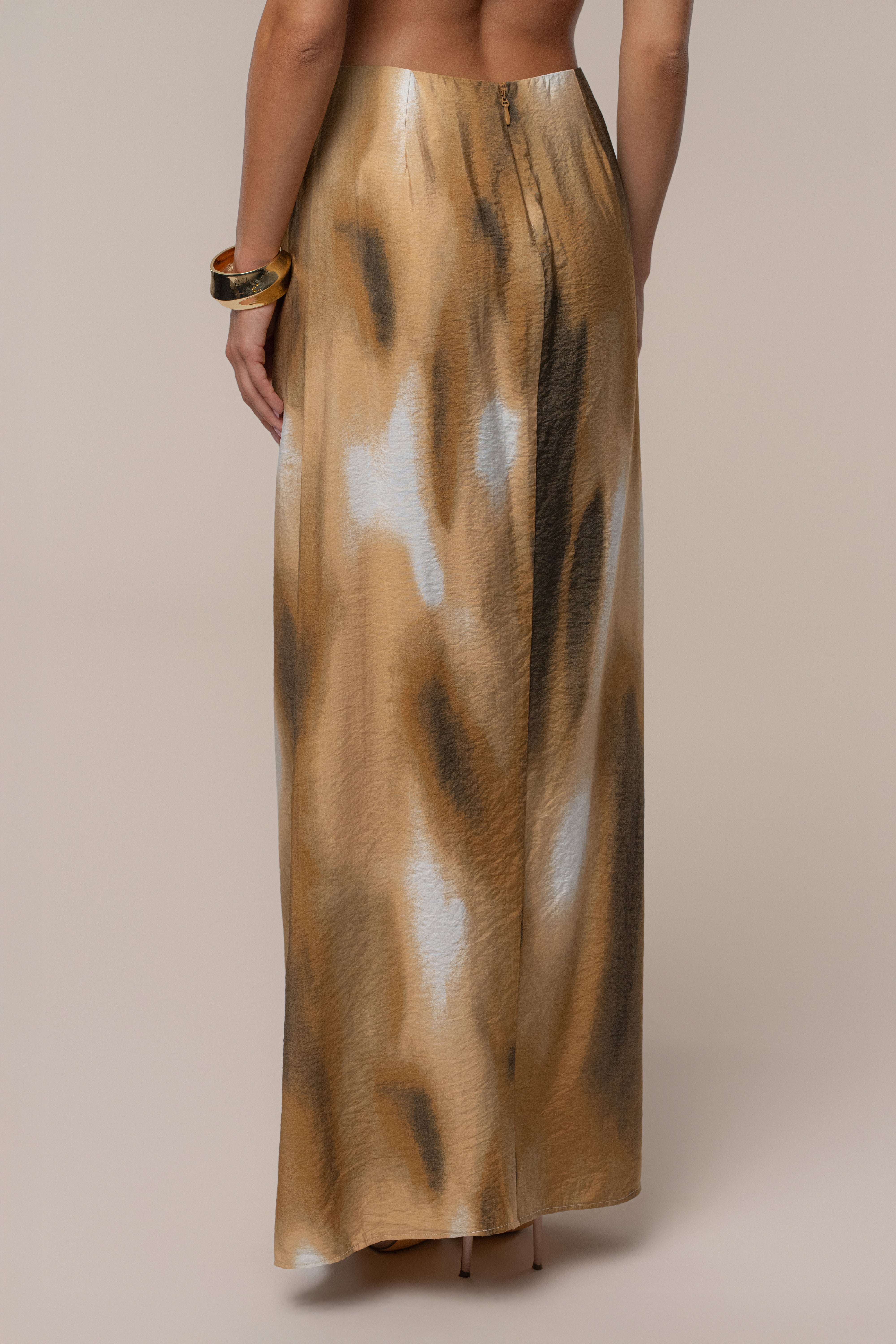 Brown Flowing Elegance Maxi Skirt - JLUXLABEL