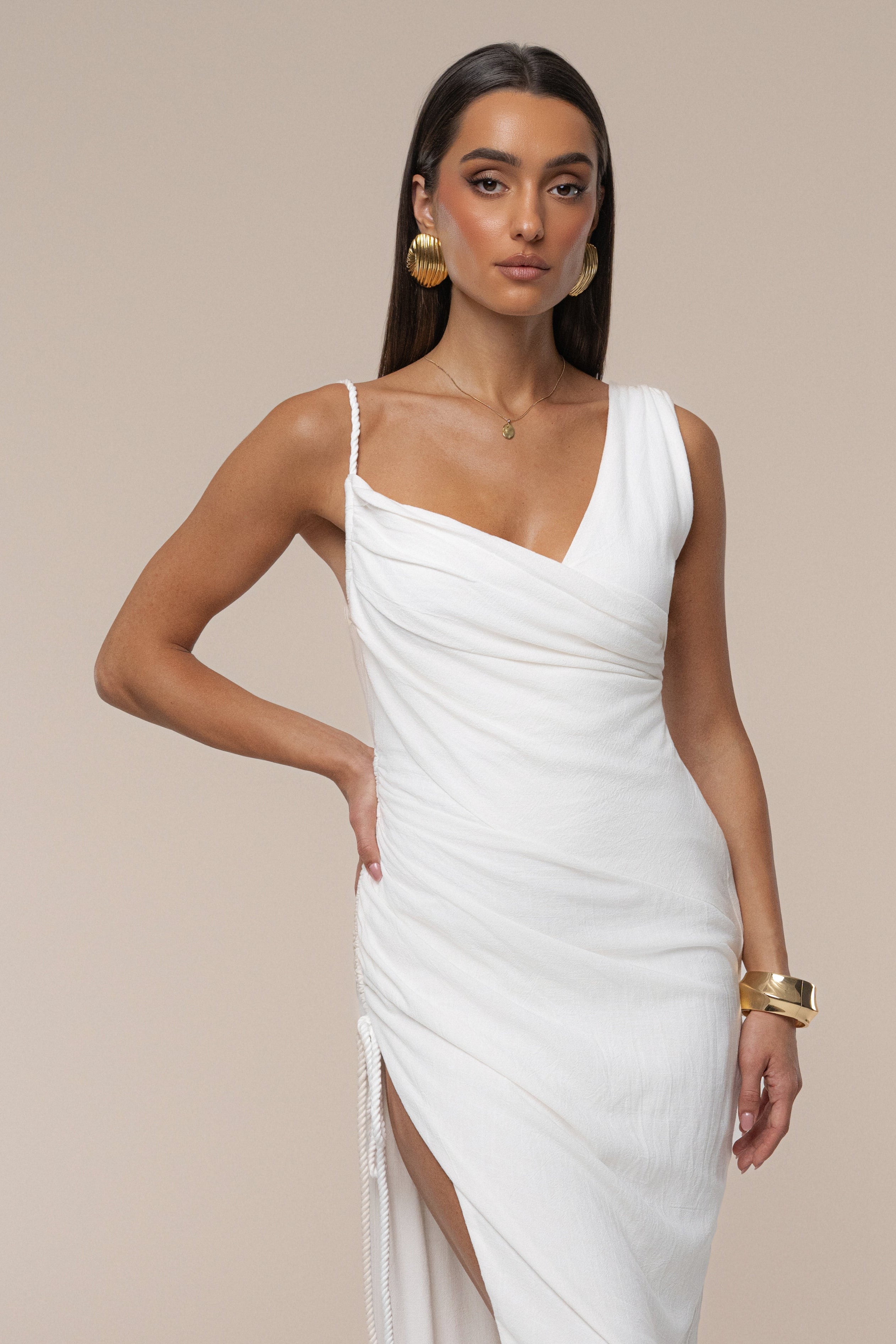 Ivory Dreaming Of Summer Linen Dress