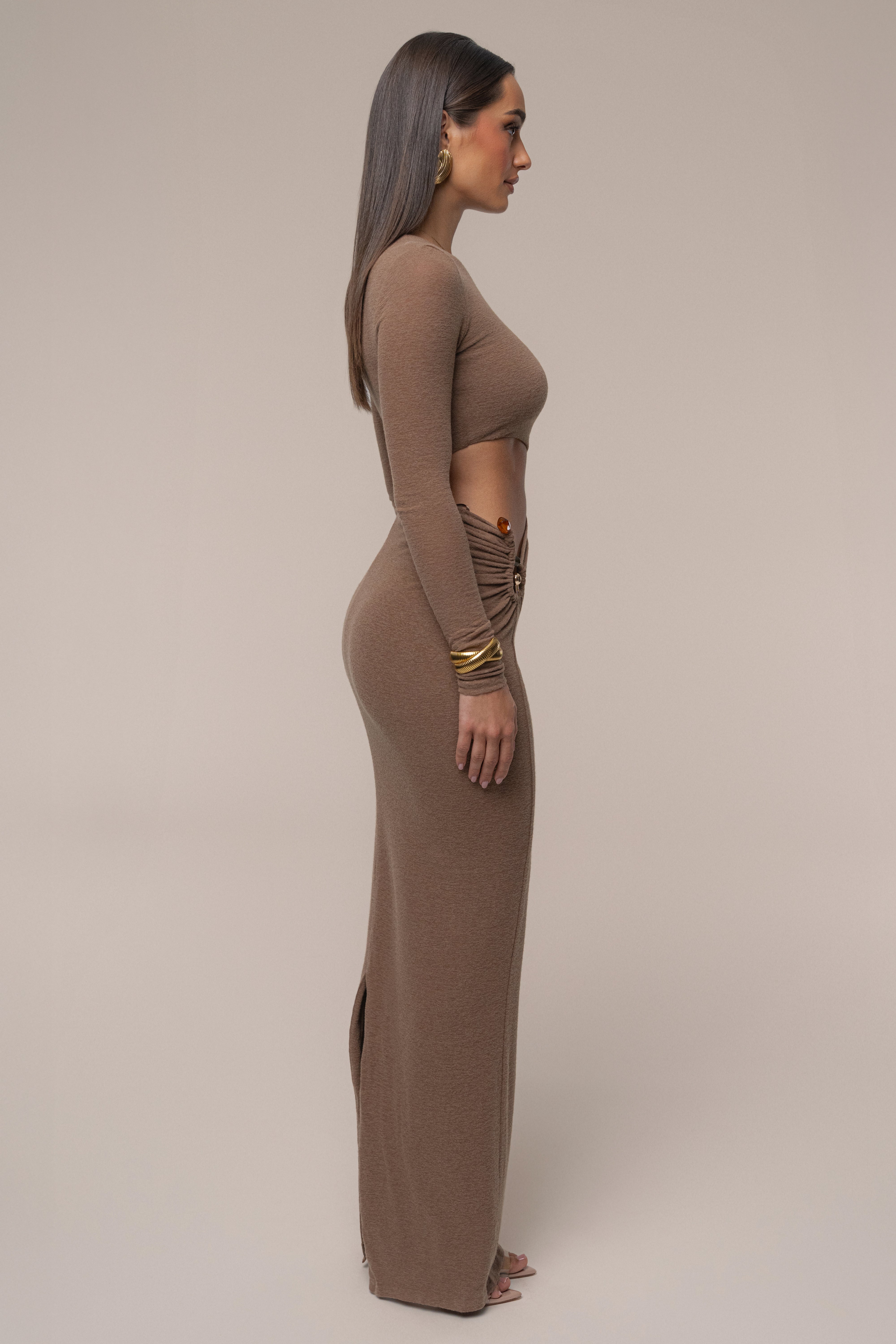 Chocolate Summer Romance Cutout Dress - JLUXLABEL