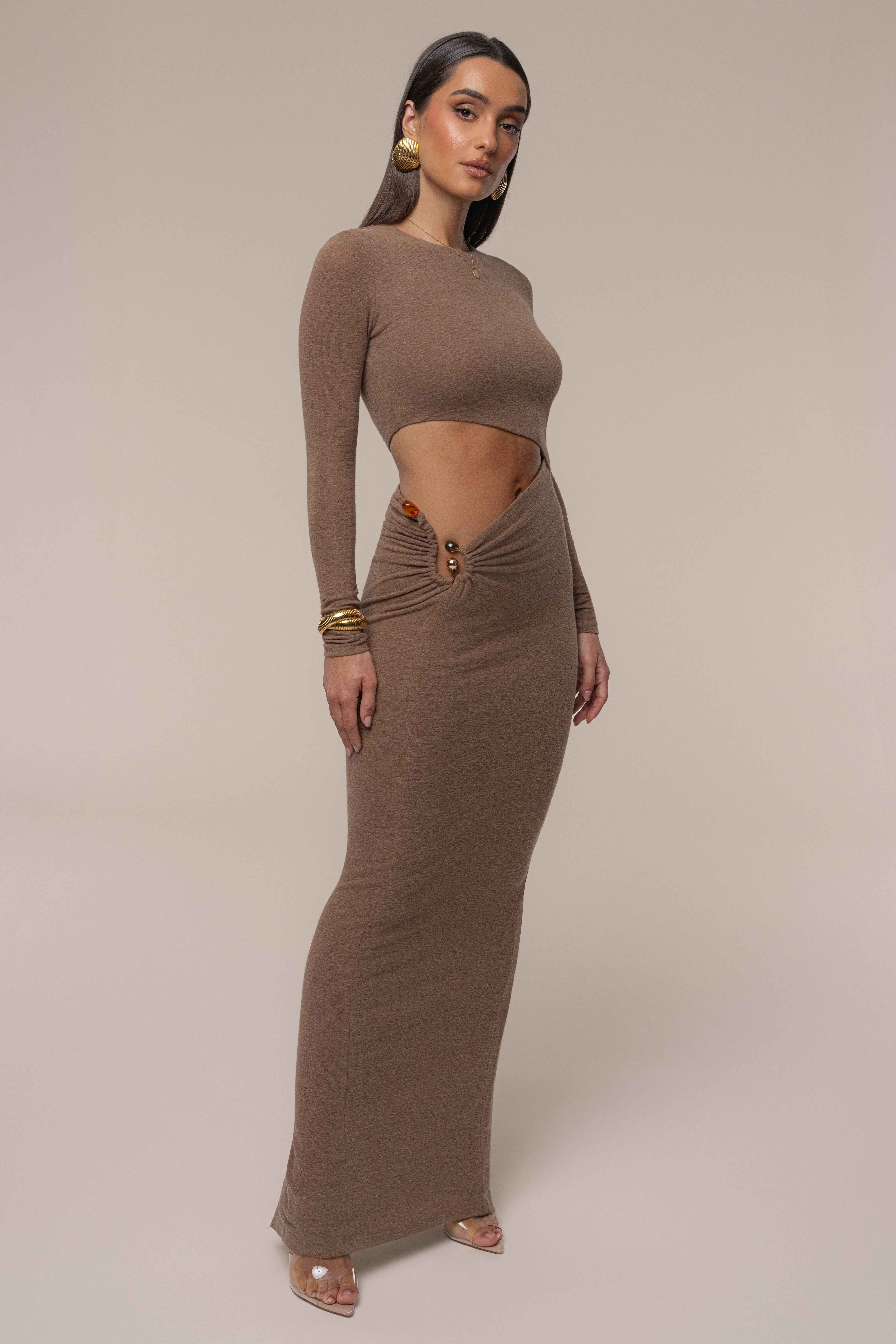 Chocolate Summer Romance Cutout Dress - JLUXLABEL