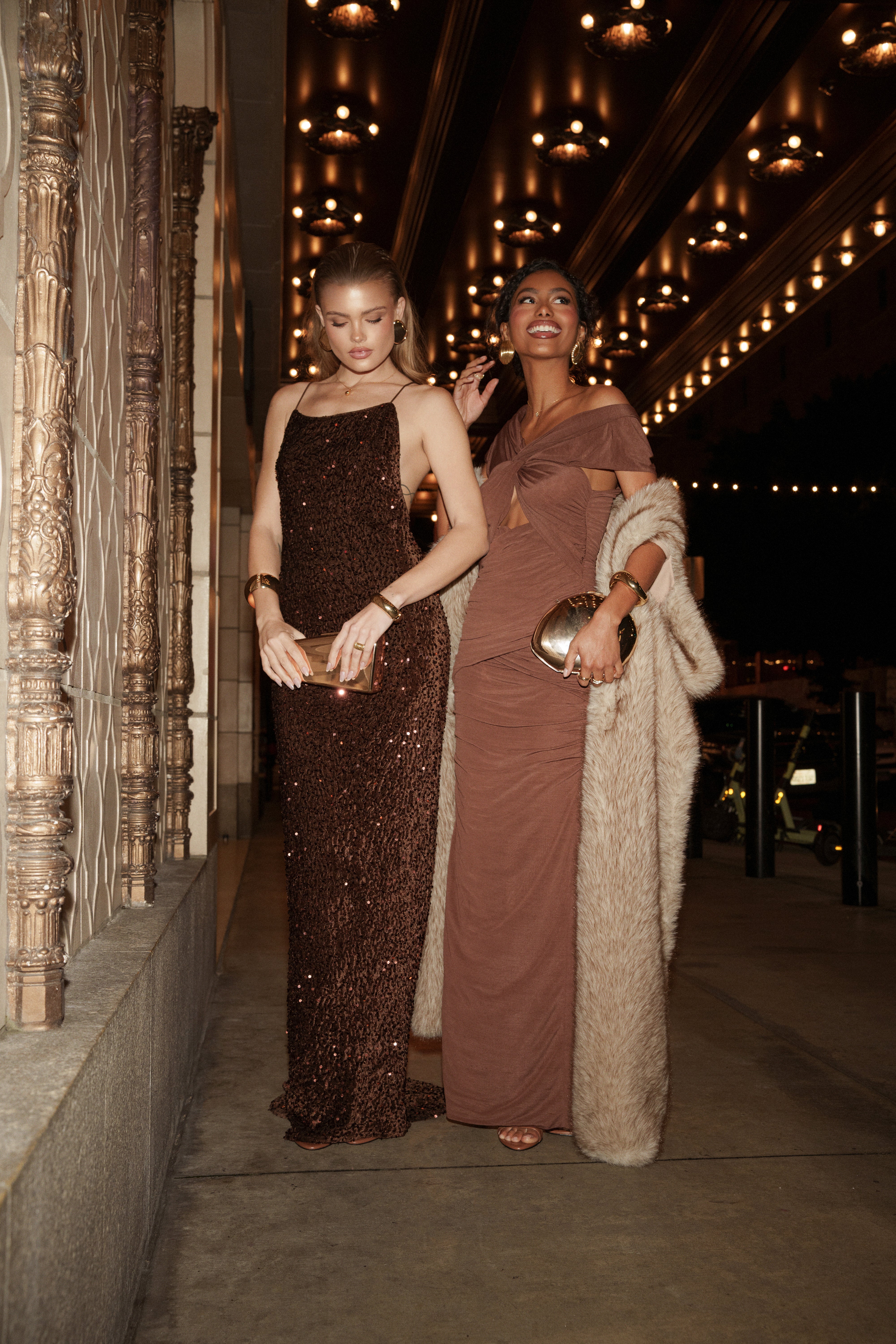 Brown Glisten All Night Sequin Gown