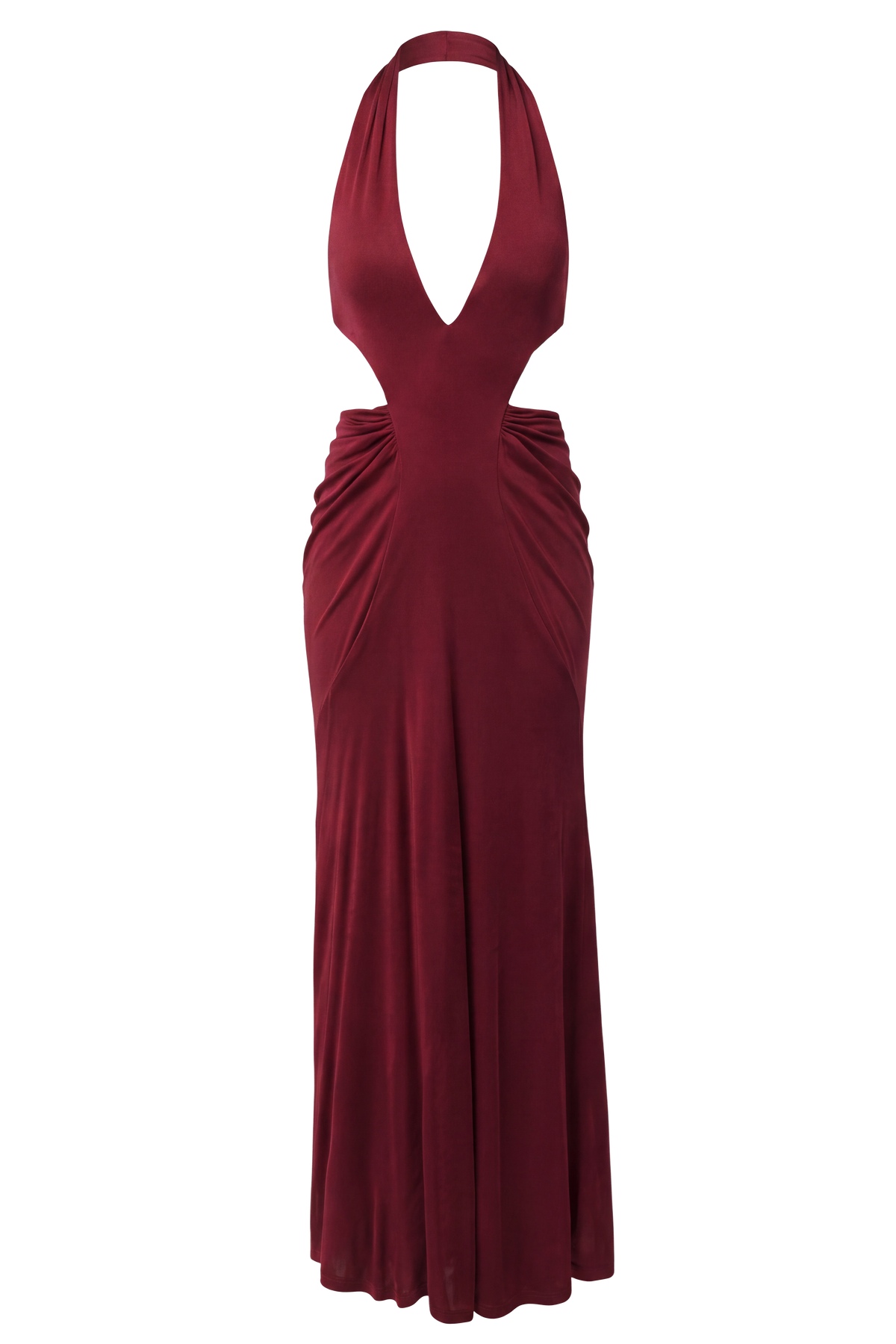 Burgundy Belinda Halter Maxi Dress