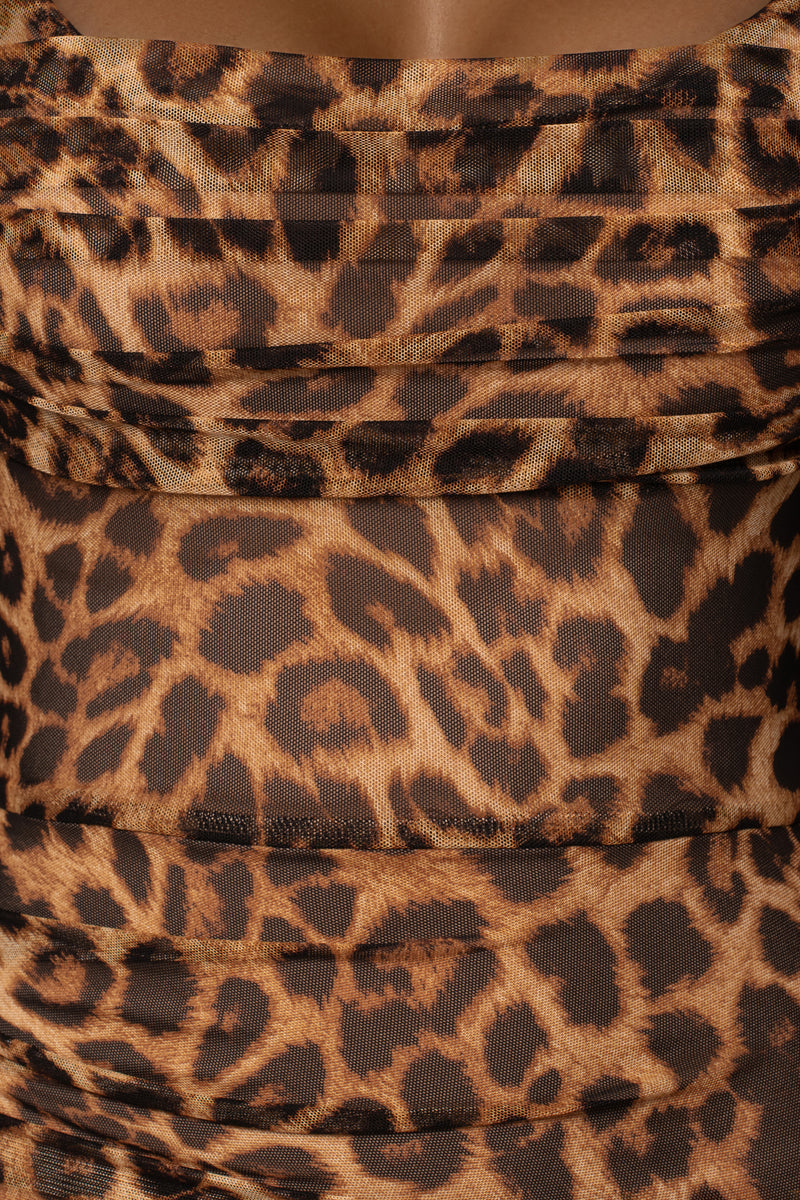Leopard Make An Entrance Cowl Neck Dress - Feminine Force - JLUXLABEL