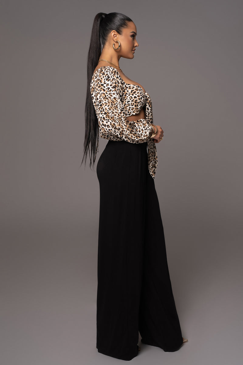 Cheetah Behati Front Tie Top - Feminine Force - JLUXLABEL