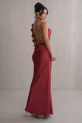 Red Down The Aisle Satin Gown - JLUXLABEL