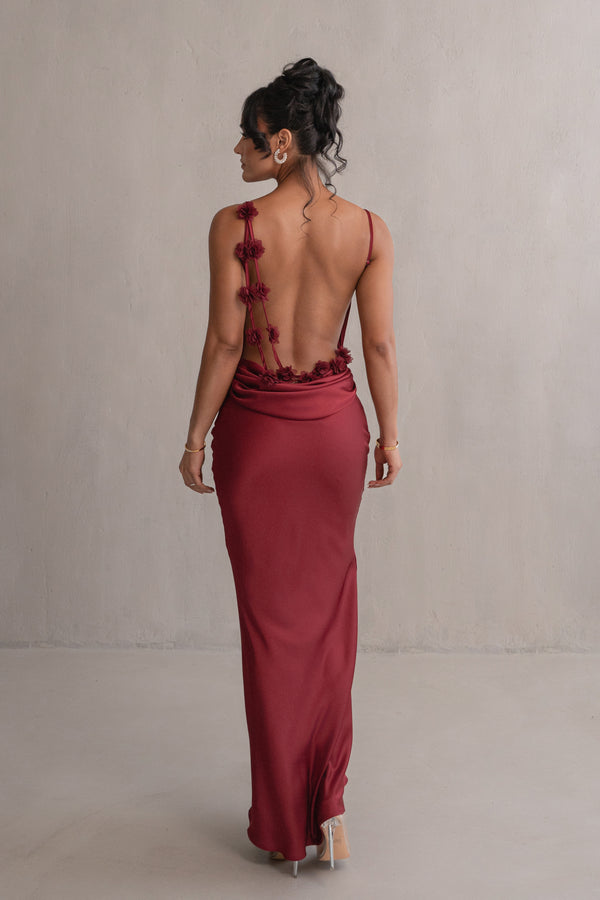 Red Down The Aisle Satin Gown - JLUXLABEL