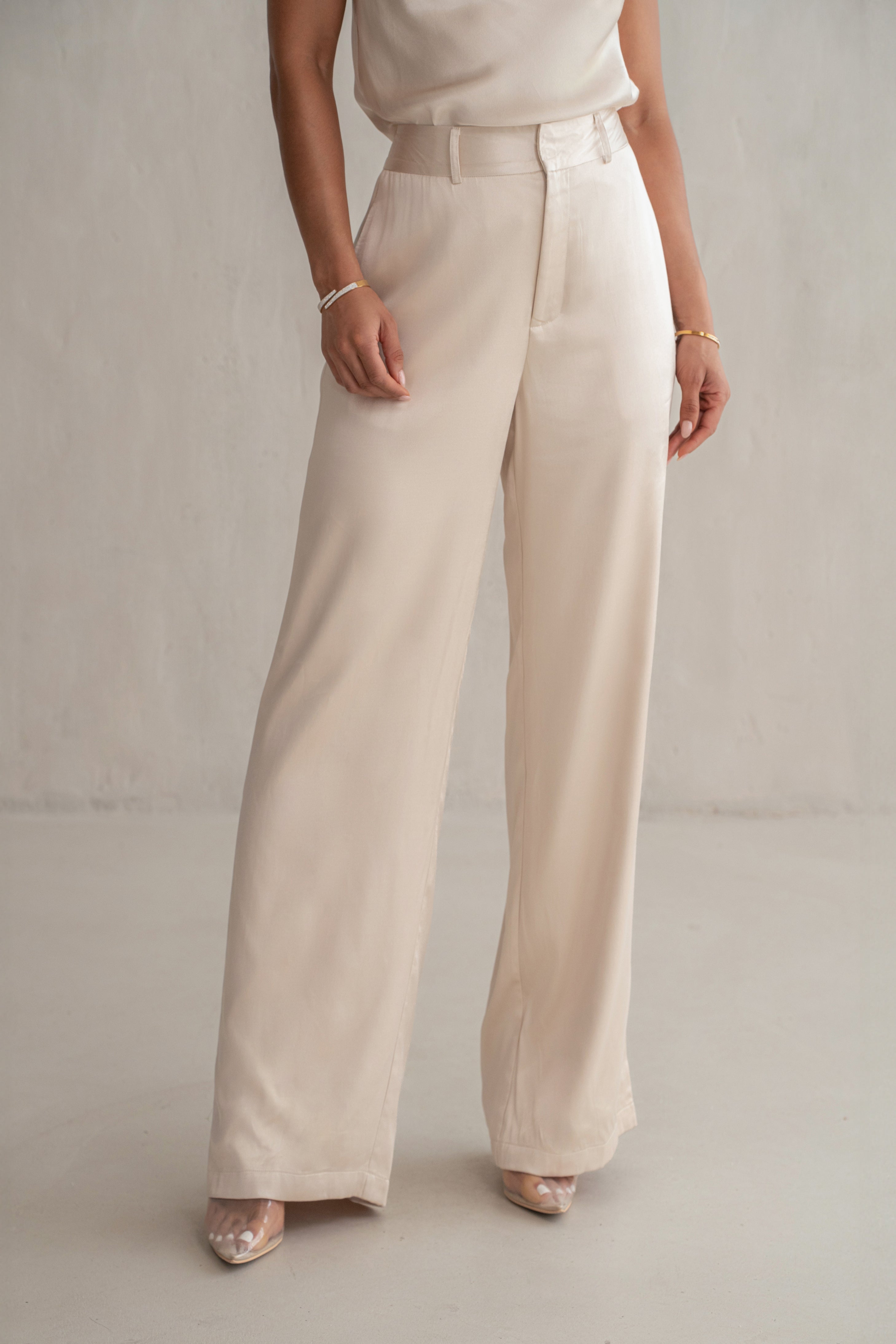 Champagne Ever After Satin Trousers - JLUXLABEL