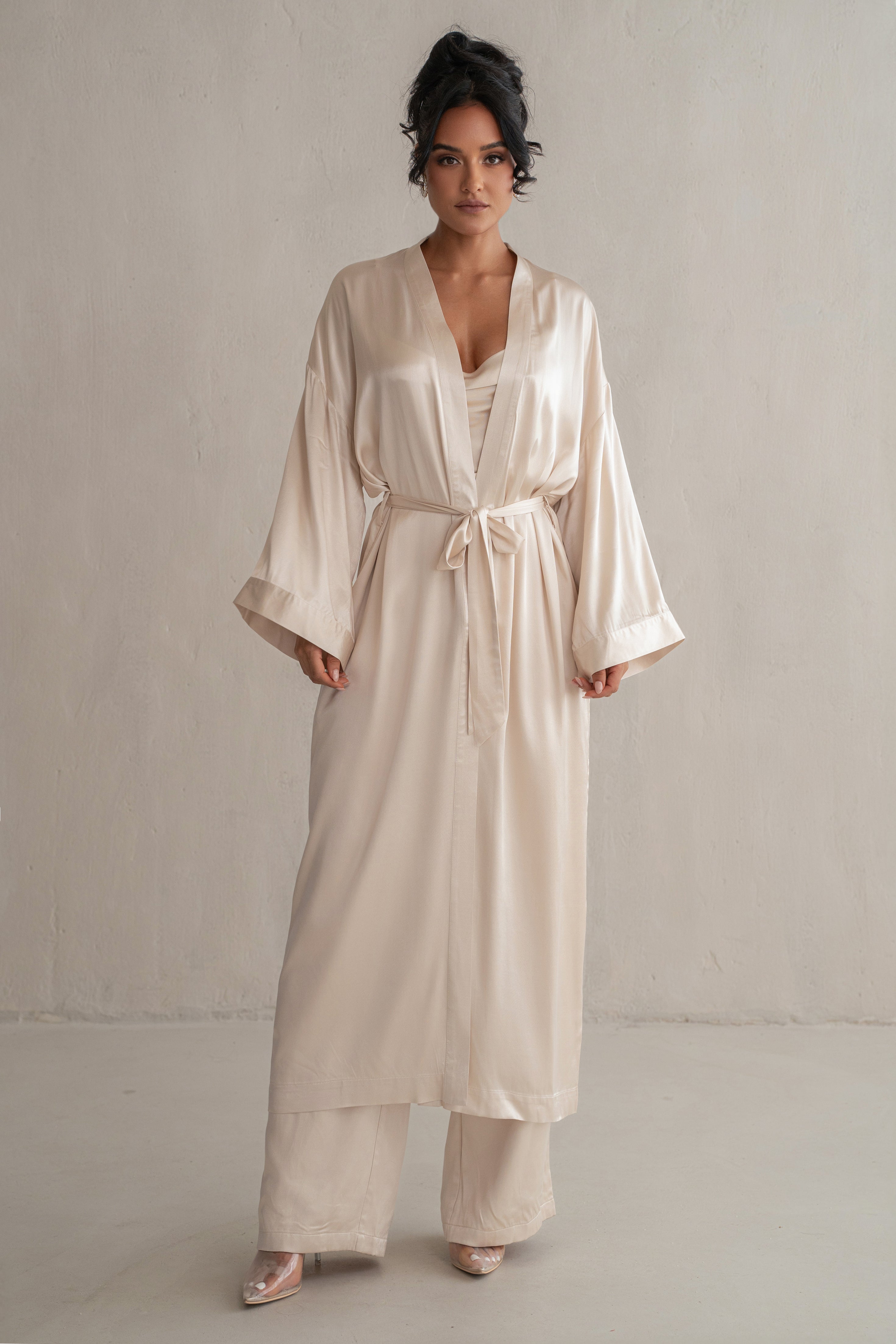 Champagne Forever And Always Satin Robe - JLUXLABEL