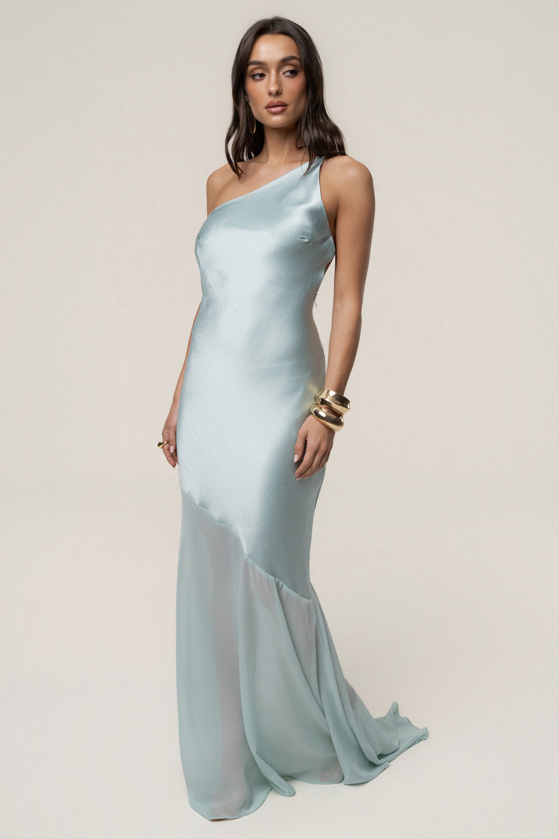 one shoulder dress light blue Blue Olivia One Shoulder Maxi Dress