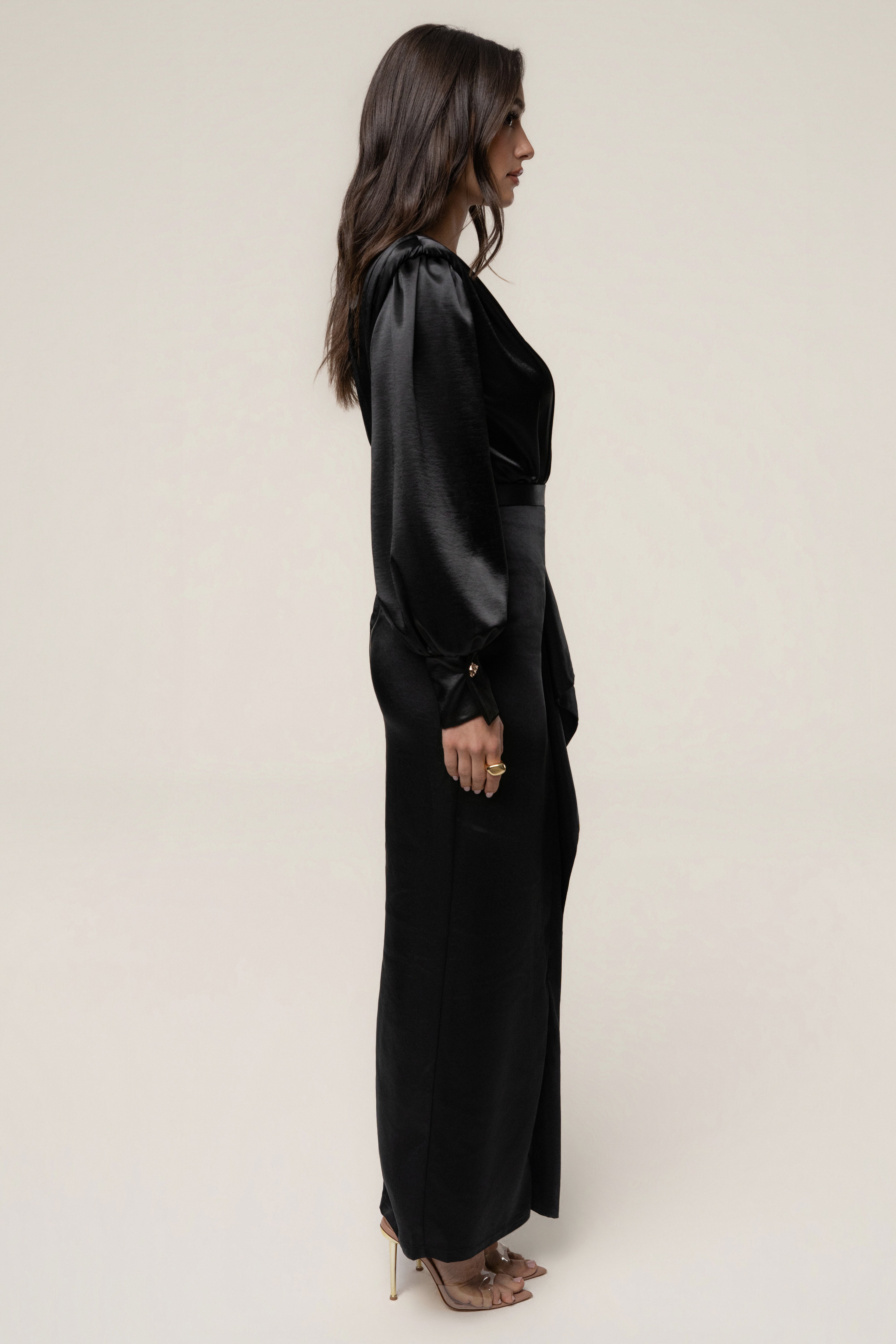 Black Midnight Mirage Satin Skirt - JLUXLABEL