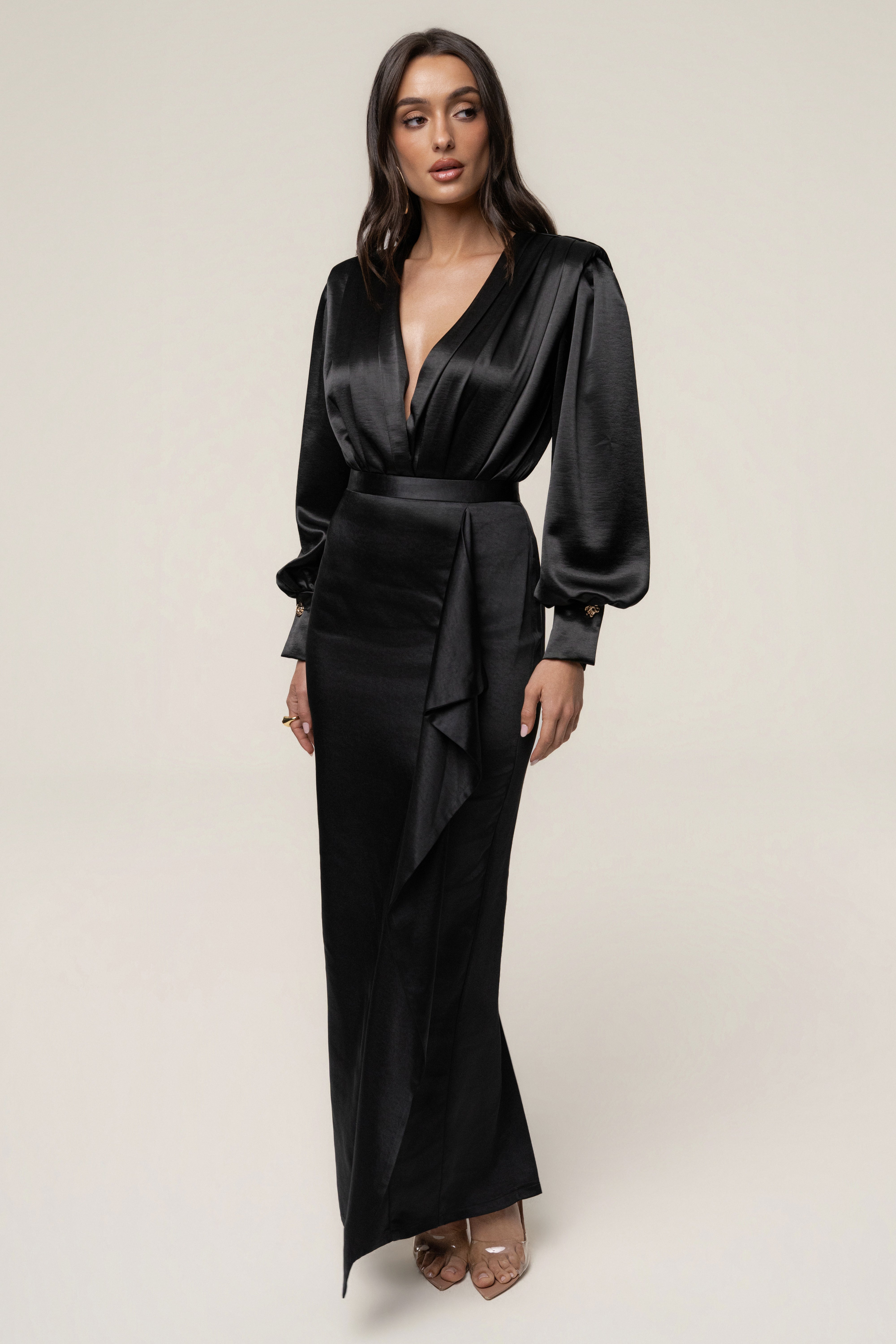 Black Midnight Mirage Satin Skirt - JLUXLABEL