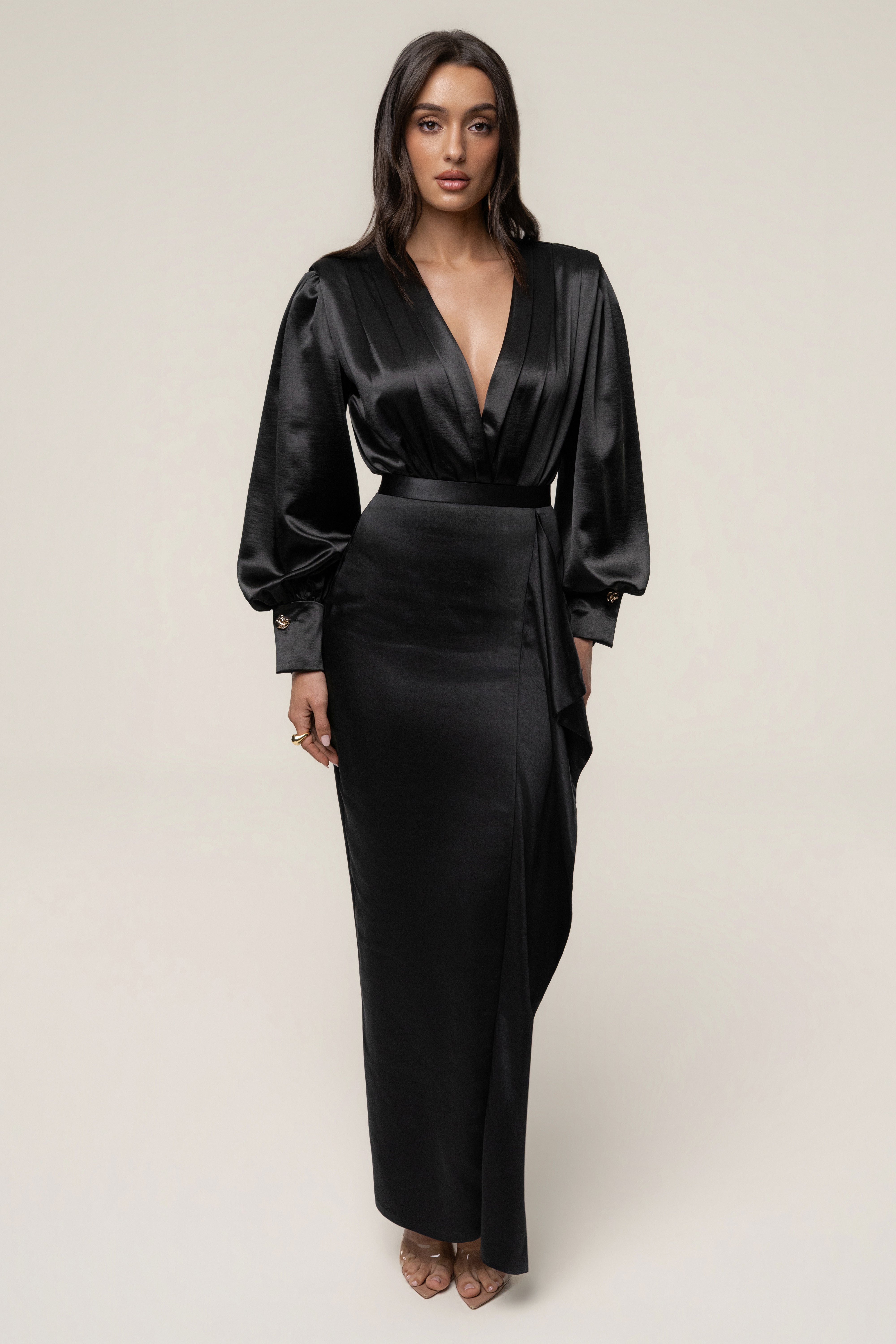 Black Midnight Mirage Satin Skirt - JLUXLABEL