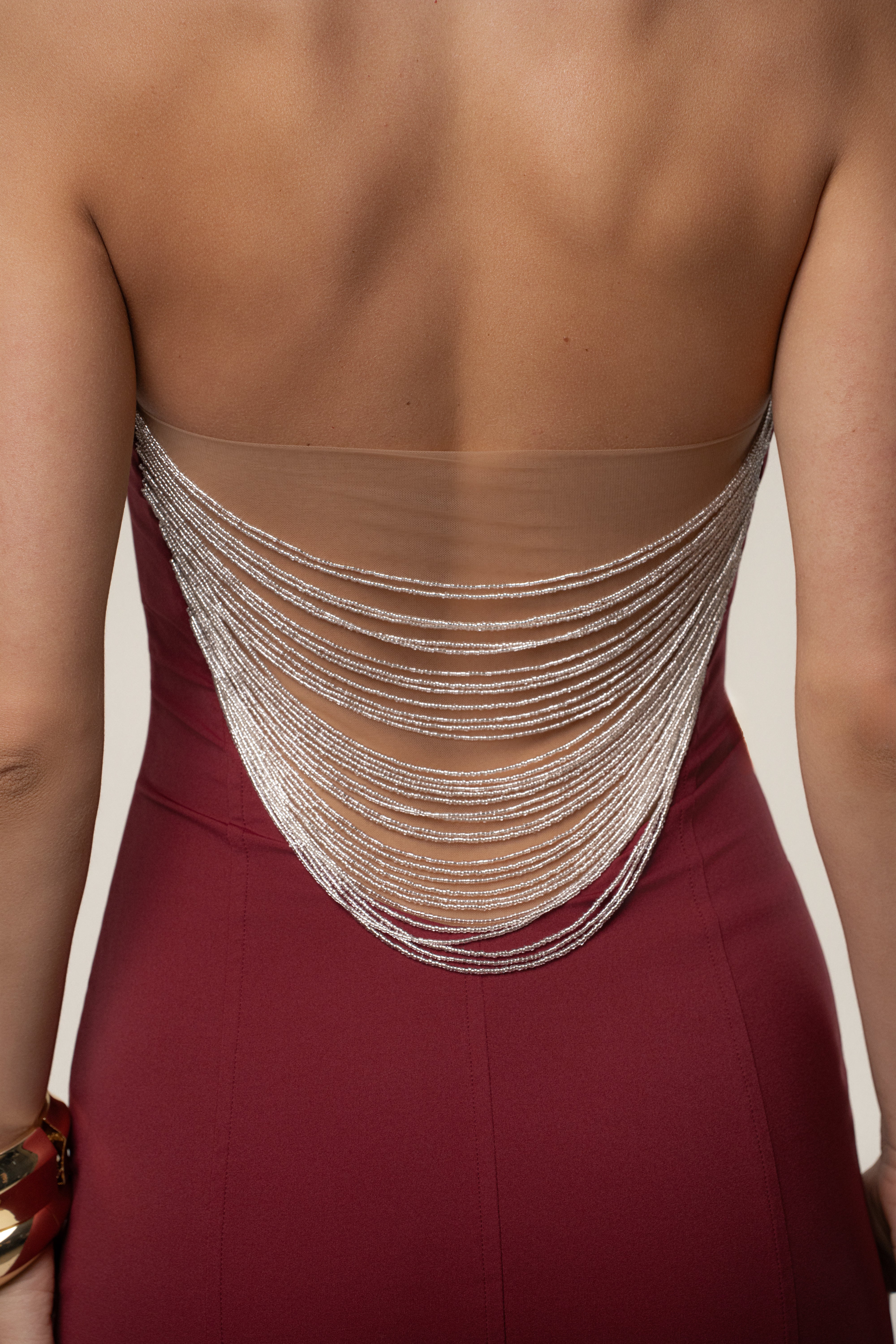Burgundy Gilded Radiance Mini Dress - JLUXLABEL