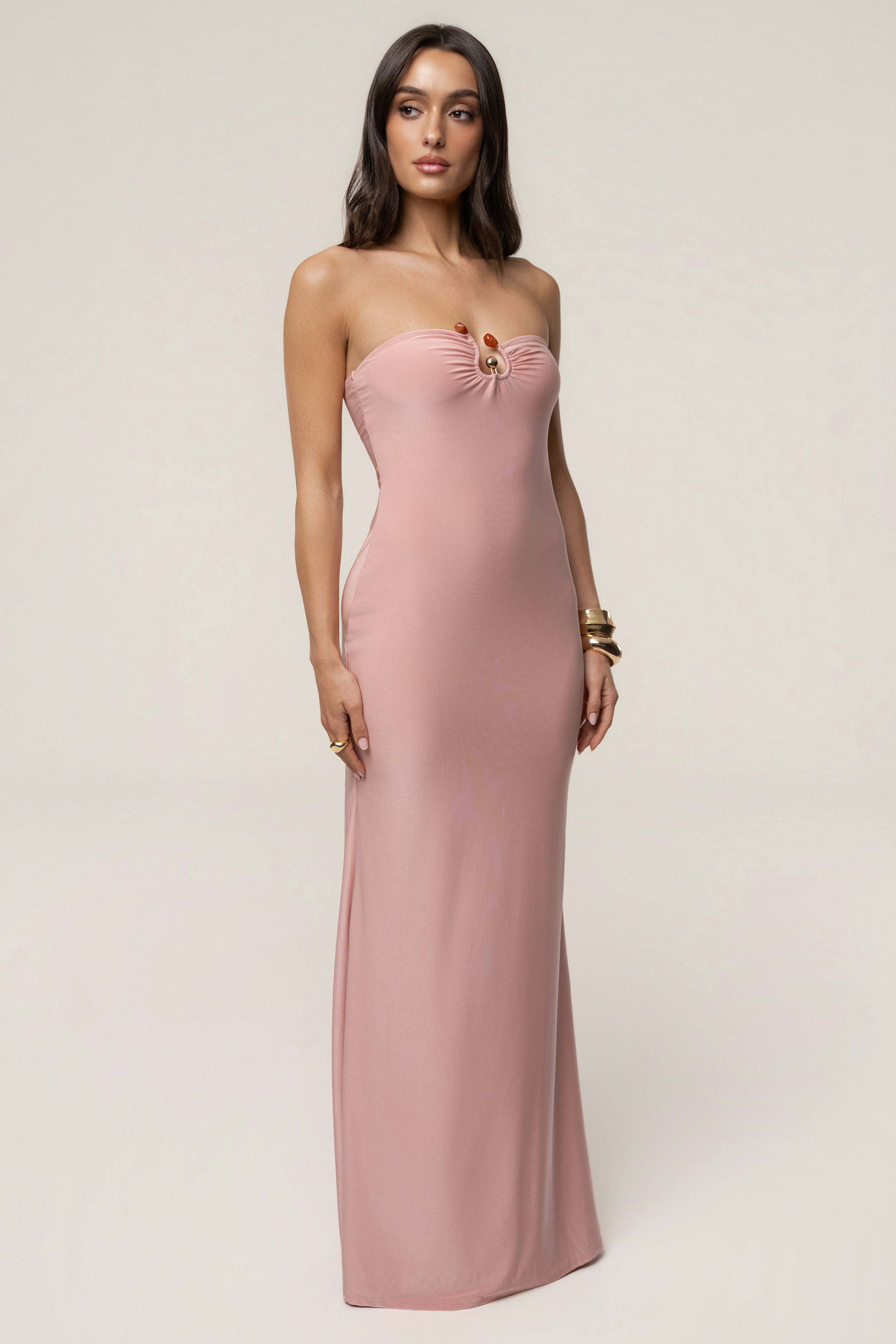Dusty Rose Drift Serenity Maxi Dress - JLUXLABEL